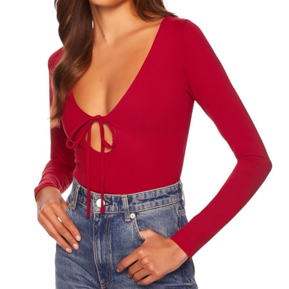 NEW Susana Monaco Tie Circle Long Sleeve Top in Berries Medium